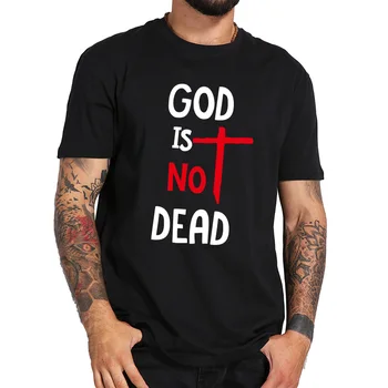 Gud Er Ikke Død Tshirt Kristendom, Jesu Kors Shirt til Mænd, Bomuld, Christian Tee Høje Kvalitet Street Style Camiseta EU-Størrelse