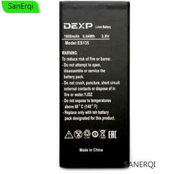 ES135 for DEXP IXION ES135 Batteri mobiltelefon Udskiftning 1800 mAh Høj Kvalitet
