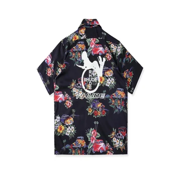 2021 Nye Rhude Hawaii-Skjorte af Høj Match Version Rhude t-Shirt Mænd Kvinder Street Tøj Casual Rhude Stranden Shirts