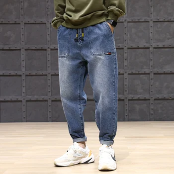 Fashion Streetwear Mænd Jeans I Loose Fit Splejset Designer Denim Cargo Bukser Homme Japansk Vintage Hip Hop Jeans Mænd Harem Bukser