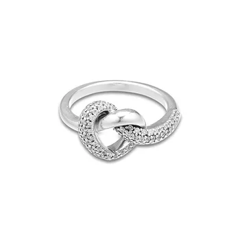 925 Sterling Sølv Ringe for Kvinder Shine Charme Smykker Klare CZ Knyttede Hjerte Ringe Elsker Tegn for Par Piger 2019 Smykker