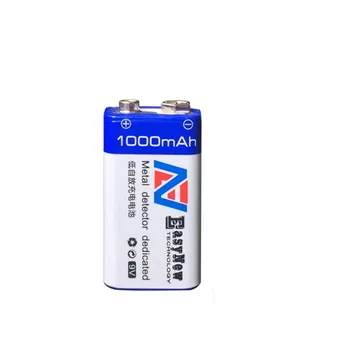 Hot salg 2STK 1000mAh store 9V genopladelige lithium-ion-batteri metaldetektor batteri + 1stk smart oplader til 9V