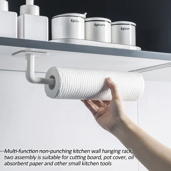2stk vægbeslag køkkenrulleholder Selvklæbende Mad Vakuum Taske Organizer Tissue-Papir Dispenser Køkken Storage Rack bogkasse