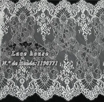 Bred 70CM Høj Kvalitet italienske Hvid Nylon Eyelash Lace Håndlavede DIY Bryllup Tilbehør Tøj gardinstoffer