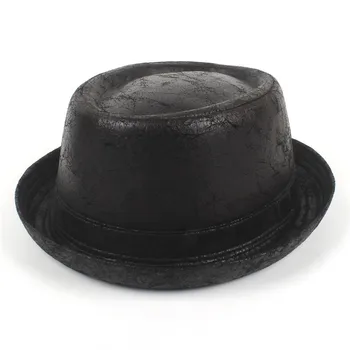 4 Store Størrelse Læder Pork Pie Hat Til Far Fedora Hat Mænd Skipper Fladskærms Jazz Hat Til Herre Porkpie Top Far Hatte