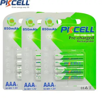 12pcs/3card PKCELL AAA 850MAH 1,2 V Genopladeligt batteri Lav egen afladning af batterier AAA NIMH for legetøj lommelygte