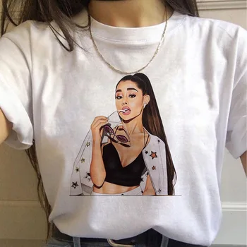 Casual Bomuld T-shirt Ariana Grande Harajuku Kawaii Tee Sommer Pige toppe Kvindelige Kort