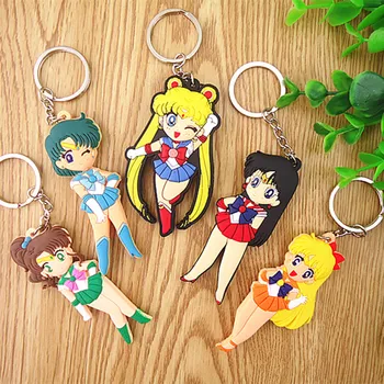 5pcs/set Anime Tegnefilm Sailor Moon Nøglering Sailor Moon Merkur Mars Jupiter Venus PVC Figur Nøglering Vedhæng Legetøj