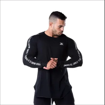 Ny Mode af Høj elasticitet Sportslige T-shirt Mænd langærmet Trænings-og Mænds solid fitnesscentre Bodybuilding T-shirt Tee