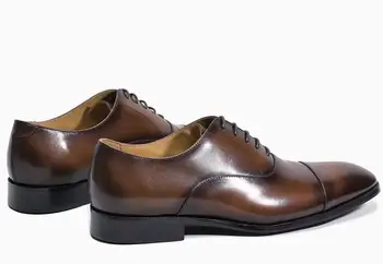 Goodyear Håndlavet Formelle brun Mænd sko i Ægte Læder-Pladsen Tæer Lace up Mode Oxfords business Sko Mænd