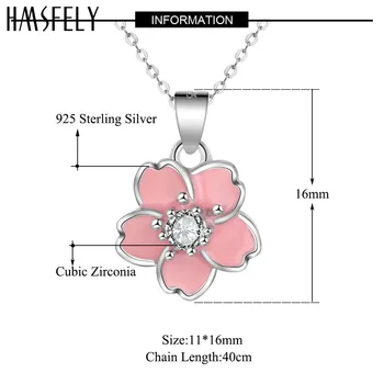 HMSFELY Ægte 925 Sølv Pink Blomst Vedhæng Female Halskæde Smykker Til en Gave Luksus Kvinder Zircon Halskæder Smykker 40cm