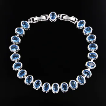 Bague Ringen Trendy Sølv 925 Smykker Oval Ædelsten Armbånd til Kvinder Zircon Smaragd, Safir Aquamarine Kvindelige Part Gaver