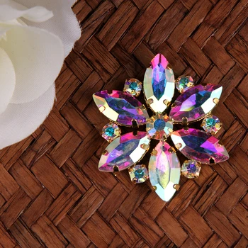 2 stykker Blomst Crystal Rhinestones Skaft Knapper til Lag-Knappen for at Sy på DIY Kunsthåndværk Guld, Sølv Applique Cusack