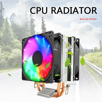 2020 CPU Dual Cooling Fan 2 Heat-Pipes 48CFM 12V Lydløs Stationær PC Computer Køler Køler for Intel AMD CPU Dual Cooling Fan