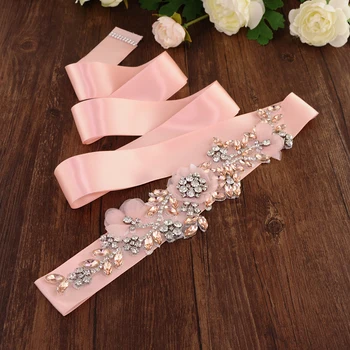 TRiXY S419-R Fine Blush Pink Bælter Brude Ramme for Pink Kjoler Blomster Rhinestone Bælter til Kvinder Barsel Bælte til Brude