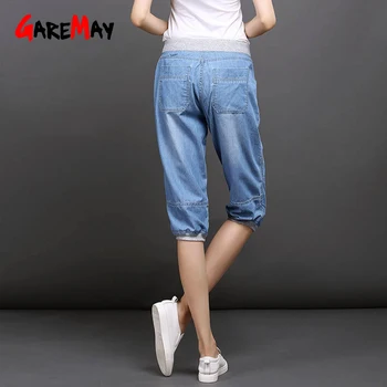 Loose Jeans Capris Kvindelige Sommer Knickers Kvinder Knæet Længde Denim Bukser, Kvinders Jeans Med Høj Talje Plus Size Jean For Kvinde
