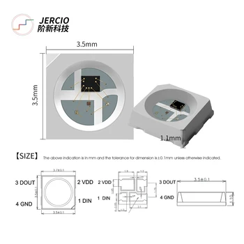 Jercio LED 50~1000pcs SK6812mini / WS2812mini / XT1505 3535 RGB Programmerbare Hvid/Sort Individuelt Adresserbar SMD LED Lys