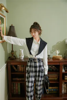 CHEERART Efteråret koreanske Bluse Kvinder langærmet Top Designer på den Hvide Knap Op Krave Skjorte Med Kap 2020 Mode Tøj