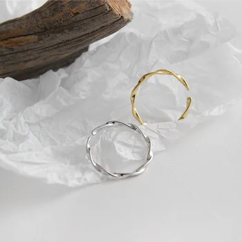 Kinel Minimalistisk 18K Guld 925 Sterling Sølv Kvinde Smykker INS Stil Twist Slank Ring Korea Fine bijoux Sølv Ring 925