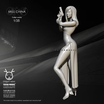 55mm1/35 Harpiks Figur Kits Yufan Model Cheongsam kvindelige self-assembled YFWW35-2047