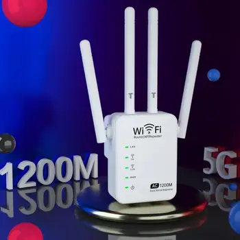 1200Mbps Dual Band 5G Wifi Wireless Wifi Repeater Kraftfulde Wifi Router Wifi Extender Antenne Lang Række Wlan, WiFi Forstærker