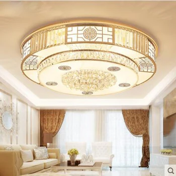 Moderne Kinesiske guld runde led krystal lampe stue lampe loft lampe soveværelse undersøgelse restaurant lamper led-belysning fastholdelsesanordningen