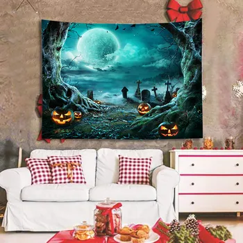 1PC Halloween Gobelin Med Skull Print Baggrund Hængende På Soveværelse Væggen Hjem Decor Halloween-Tapetet Have 2021