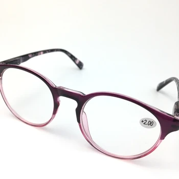 Nye Kvinders Læsning briller 6806 lilla Pink Runde Large frame mode Langsynethed briller Foråret ben +125 +225 +275..+400