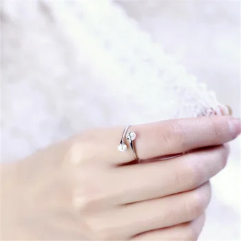LULU-GRIS koreanske version af dobbelt krystal 925 sølv ring kvinders mode enkel uden fast flying ring tail ring JZ030