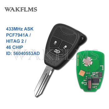 3-Knappen Smart Fjernbetjening Key Fob Med ID46 Chip 433mhz for Chrysler 300C Sebring PT Cruiser 56040553AD Uden Mærke