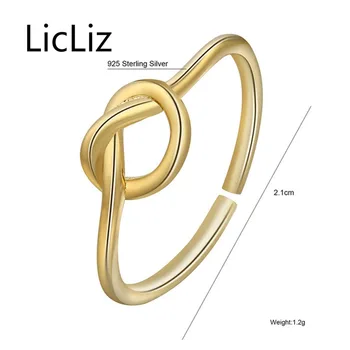 LicLiz Mode 925 Sterling Sølv Ring for Kvinder Unikke Knude Design Cuff-Ringen, Guld Smykker, Fødselsdag, Gave, Bijoux Femme LR0691