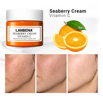 LANBENA C-Vitamin Hyaluronsyre Face Cream Anti Rynke Anti Aging Pletter Fjernes Hvidtekalk Fugtgivende Repair Facial Cream